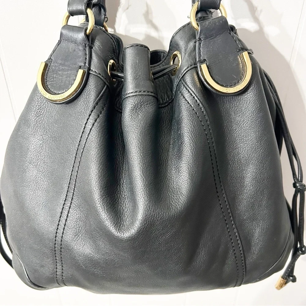 JUICY COUTURE Black Leather Sachel Handbag